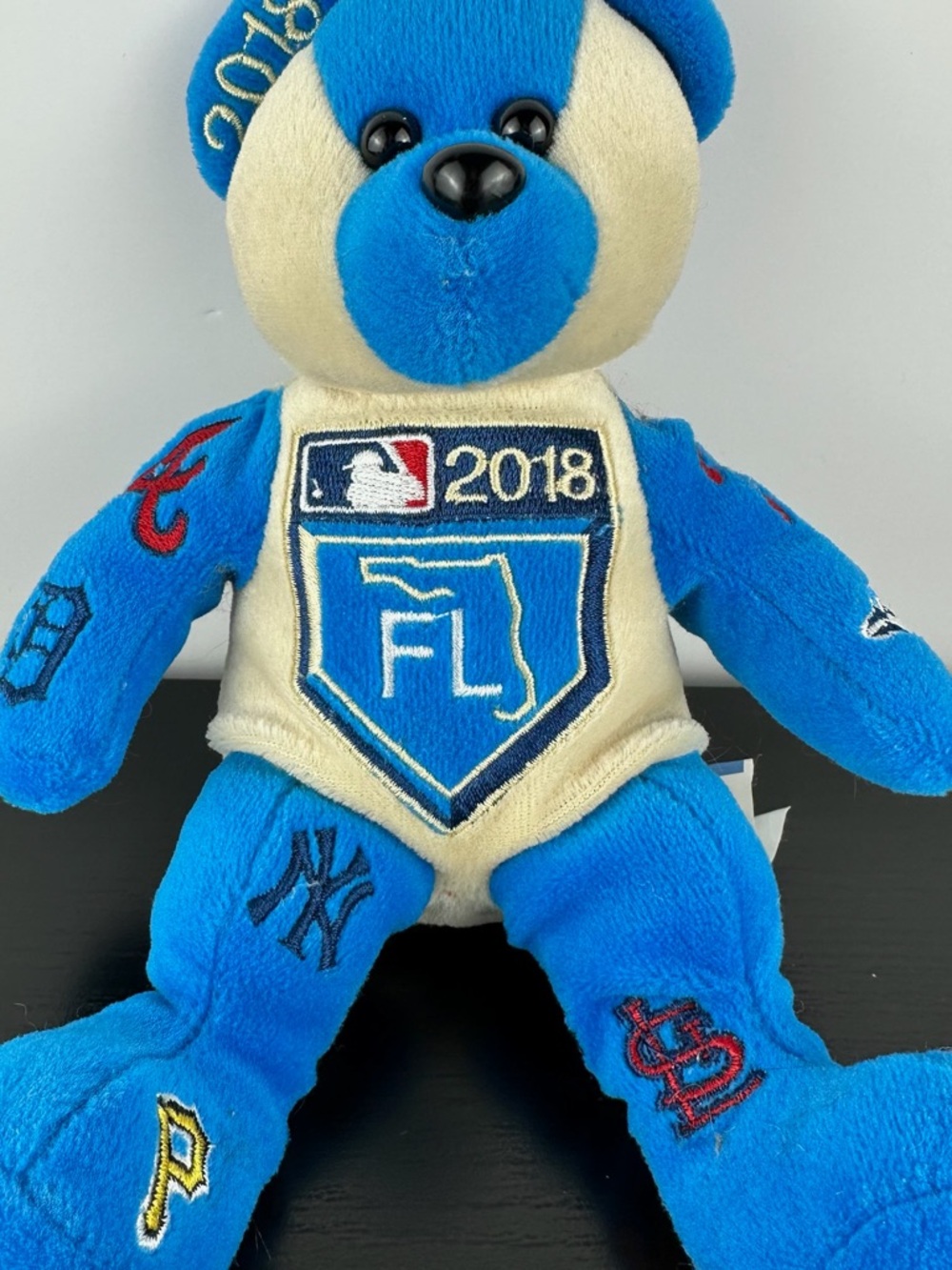 Foco MLB Rare 2018 Baseball Logo Teddy Bear 8" Blue & White Plush Stuffed Animal - Picture 2 of 6